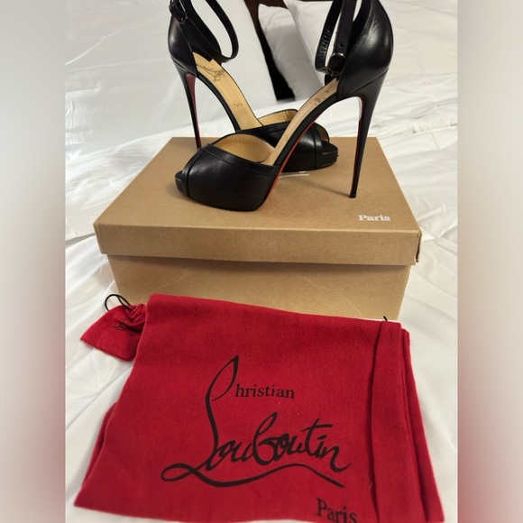 Christian Louboutin Very Kathy 12, Black Leather Sandals Sz 42 - Picture 3 of 13